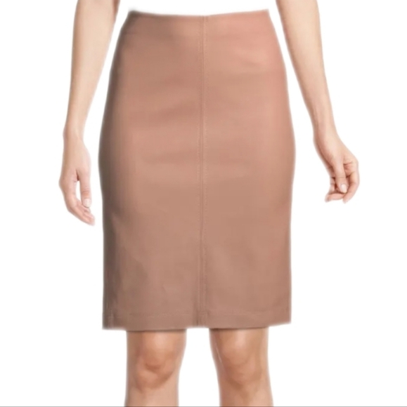 Neiman Marcus Leather Collection tan leather knee length pencil